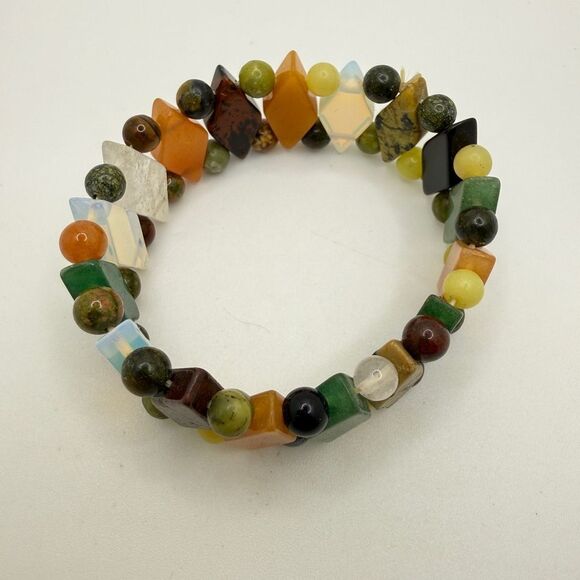Multi-stone and opalite glass stretch bracelet! - Picture 9 of 9